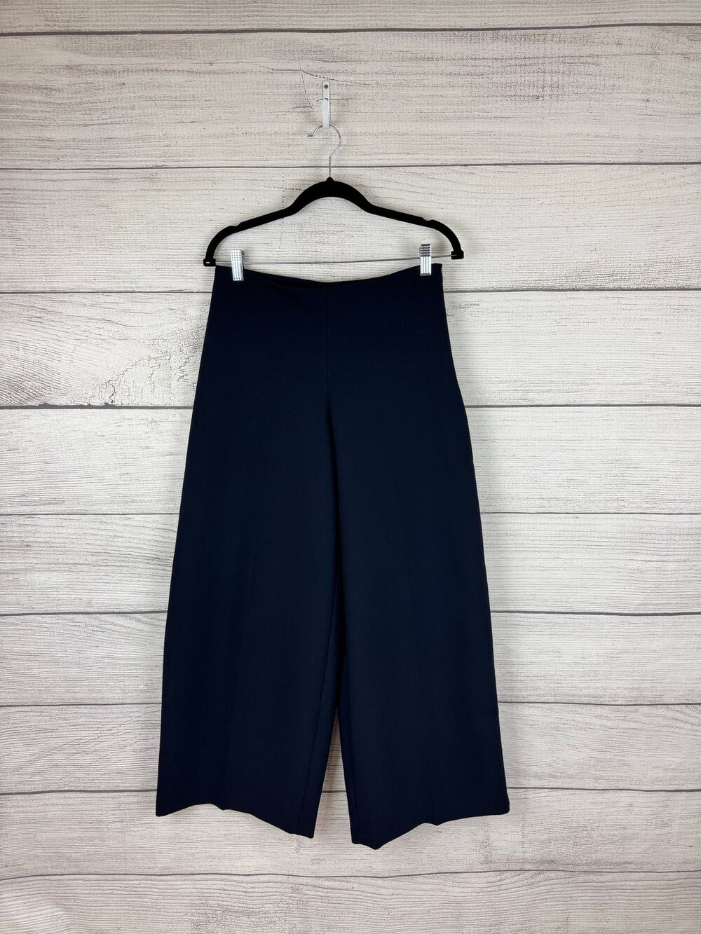 Zara Women's Navy Blue Knit Wide Leg Pants Size Small